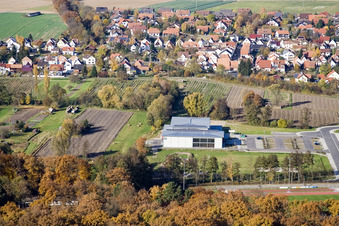 Bird's eye view of Bienwald Hall in Kandel in the state Rhineland-Palatinate, Germany
