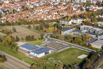 Aerial view of Bienwald Hall Kandel in Kandel in the state Rhineland-Palatinate, Germany