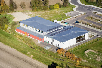 Aerial photograpy of Bienwald Hall Kandel in Kandel in the state Rhineland-Palatinate, Germany