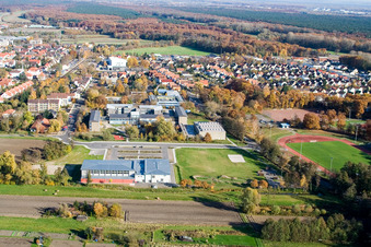 Bienwald Hall Kandel in Kandel in the state Rhineland-Palatinate, Germany viewn from the air