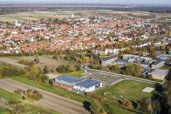 Bienwald Hall Kandel in Kandel in the state Rhineland-Palatinate, Germany from the drone perspective