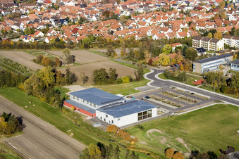 Bienwald Hall Kandel in Kandel in the state Rhineland-Palatinate, Germany seen from a drone