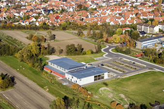 Aerial view of Bienwald Hall Kandel in Kandel in the state Rhineland-Palatinate, Germany