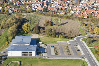 Oblique view of Bienwald Hall Kandel in Kandel in the state Rhineland-Palatinate, Germany