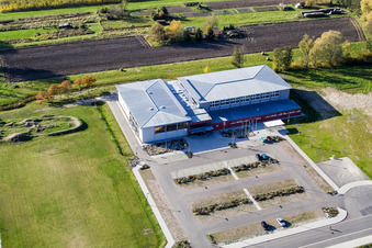Bienwald Hall Kandel in Kandel in the state Rhineland-Palatinate, Germany viewn from the air