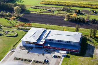 Drone image of Bienwald Hall Kandel in Kandel in the state Rhineland-Palatinate, Germany