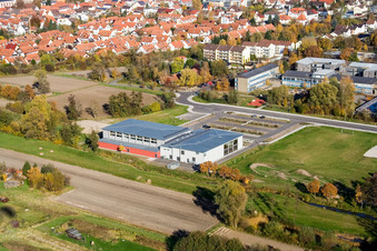 Bienwald Hall Kandel in Kandel in the state Rhineland-Palatinate, Germany seen from a drone
