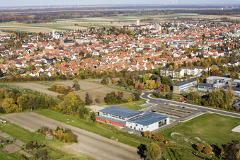 Aerial view of Bienwald Hall Kandel in Kandel in the state Rhineland-Palatinate, Germany