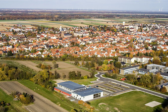 Aerial photograpy of Bienwald Hall Kandel in Kandel in the state Rhineland-Palatinate, Germany