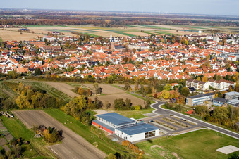 Bienwald Hall Kandel in Kandel in the state Rhineland-Palatinate, Germany from above