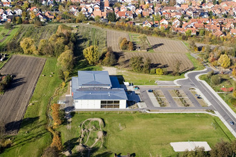 Bienwald Hall Kandel in Kandel in the state Rhineland-Palatinate, Germany seen from above