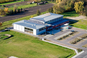Drone image of Bienwald Hall Kandel in Kandel in the state Rhineland-Palatinate, Germany