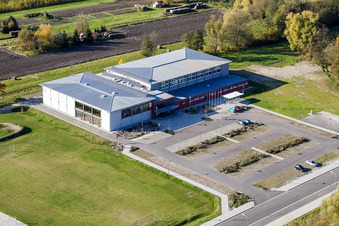 Bienwald Hall Kandel in Kandel in the state Rhineland-Palatinate, Germany from the drone perspective