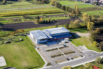 Bienwald Hall Kandel in Kandel in the state Rhineland-Palatinate, Germany seen from a drone