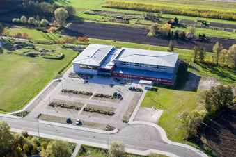 Aerial photograpy of Bienwald Hall Kandel in Kandel in the state Rhineland-Palatinate, Germany