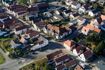 Aerial photograpy of Hubstraße x Saarstr in Kandel in the state Rhineland-Palatinate, Germany