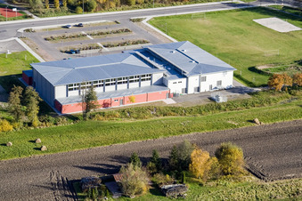 Bienwald Hall Kandel in Kandel in the state Rhineland-Palatinate, Germany seen from above