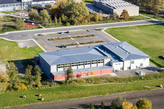 Bienwald Hall Kandel in Kandel in the state Rhineland-Palatinate, Germany from the plane