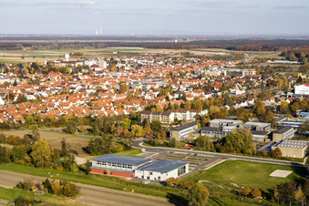 Bienwald Hall Kandel in Kandel in the state Rhineland-Palatinate, Germany from the drone perspective