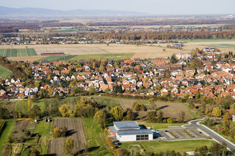 Bienwald Hall Kandel in Kandel in the state Rhineland-Palatinate, Germany seen from above