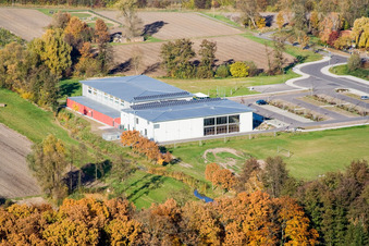 Drone image of Bienwald Hall Kandel in Kandel in the state Rhineland-Palatinate, Germany