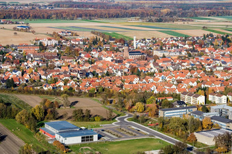 Bienwald Hall Kandel in Kandel in the state Rhineland-Palatinate, Germany from the drone perspective