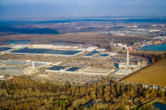 Daimler Trucks from the southeast in the district Maximiliansau in Wörth am Rhein in the state Rhineland-Palatinate, Germany