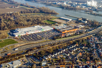 Market baptism in the Maximilian Center in the district Maximiliansau in Wörth am Rhein in the state Rhineland-Palatinate, Germany out of the air
