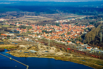 Former Schauffele gravel works at the train station in Wörth am Rhein in the state Rhineland-Palatinate, Germany