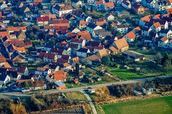 Aerial view of Marienstr in the district Maximiliansau in Wörth am Rhein in the state Rhineland-Palatinate, Germany