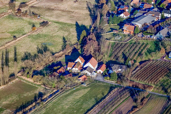 Winden Mill in Winden in the state Rhineland-Palatinate, Germany seen from above