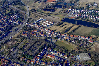 Habichtweg in the district Knielingen in Karlsruhe in the state Baden-Wuerttemberg, Germany