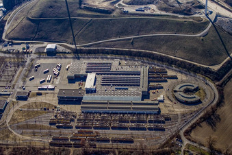 Tram depot West of the KVV in the district Knielingen in Karlsruhe in the state Baden-Wuerttemberg, Germany