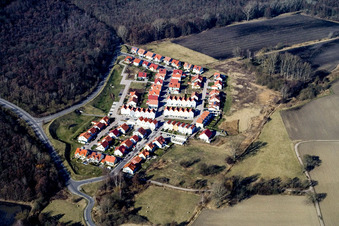 Fuchsäcker new development area from the east in Wörth am Rhein in the state Rhineland-Palatinate, Germany