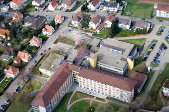 Aerial view of Asklepios South Palatinate Clinics in Kandel in the state Rhineland-Palatinate, Germany