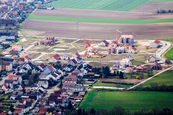 New development area on Höhenweg from the east in Kandel in the state Rhineland-Palatinate, Germany