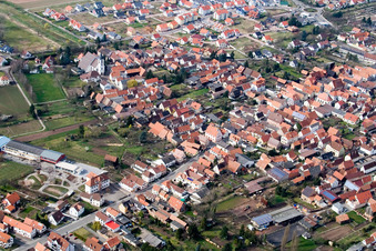 City view from the east in Offenbach an der Queich in the state Rhineland-Palatinate, Germany