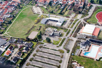 Oblique view of Municipal Town Hall in Offenbach an der Queich in the state Rhineland-Palatinate, Germany