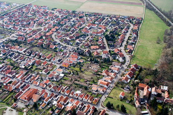City view from the northeast in Offenbach an der Queich in the state Rhineland-Palatinate, Germany