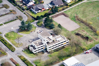 Municipal Town Hall in Offenbach an der Queich in the state Rhineland-Palatinate, Germany from above