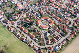 Aerial view of Queichtalring in Offenbach an der Queich in the state Rhineland-Palatinate, Germany