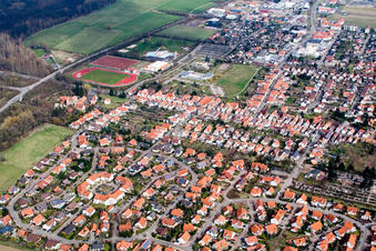Aerial photograpy of Queichtalring in Offenbach an der Queich in the state Rhineland-Palatinate, Germany