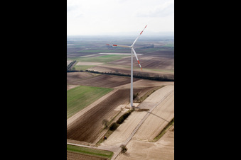 Wind turbines in Ottersheim bei Landau in the state Rhineland-Palatinate, Germany