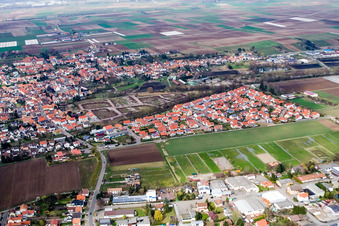 New development area between the streams under development in Herxheim bei Landau in the state Rhineland-Palatinate, Germany