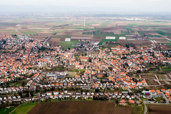 Aerial view of Herxheim from the south in Herxheim bei Landau in the state Rhineland-Palatinate, Germany