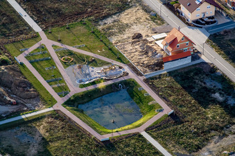On the high trail in Kandel in the state Rhineland-Palatinate, Germany from the drone perspective
