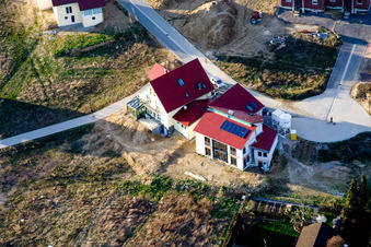 On the high trail in Kandel in the state Rhineland-Palatinate, Germany from a drone