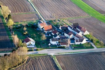 Welschhof in Freckenfeld in the state Rhineland-Palatinate, Germany from the plane