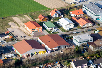 Bird's eye view of Im Gereut commercial area in Hatzenbühl in the state Rhineland-Palatinate, Germany