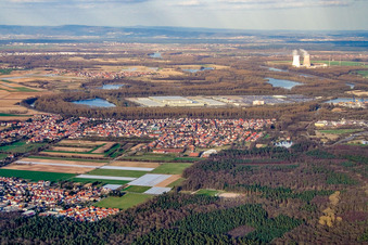 View of the town from the west in Lingenfeld in the state Rhineland-Palatinate, Germany